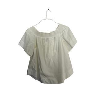 J.Crew Shirt Blouse Top Off The Shoulder Cotton Poplin White Size 12